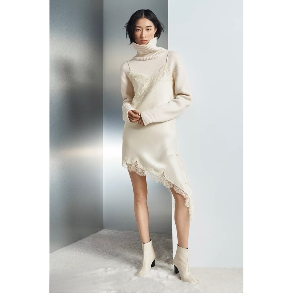 NWT Zara Viral Asymmetrical Lace Dress size Medium